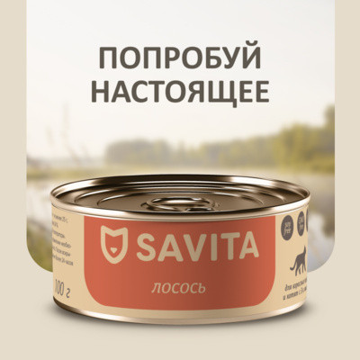 SAVITA (Савита) Корм консервированный полнорационный для кошек и котят, 100 гр